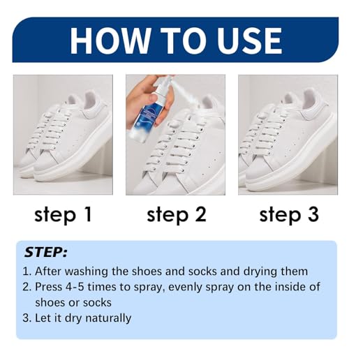 Shoe Deodorizer Spray, Foot & Shoe Deodorizer Spray, 2 fl.oz Instant Odor Eliminator for Smelly Shoes, Feet and Sock - Keeps Feet and Shoes Long-Lasting Freshness, Shoe Odor Eliminator for Footwear