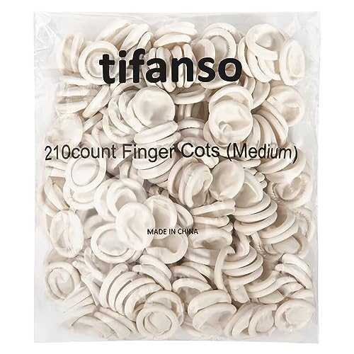 tifanso 210PCS Medium Disposable Finger Cots for Fingertip Protection | Stretchy Comfort Fit for Fingers & Thumbs, Hygienic Single-Use, For Craft Nail Care & Cleaning, Shields Fingertips from Dirt - size: Medium (Pack of 210)