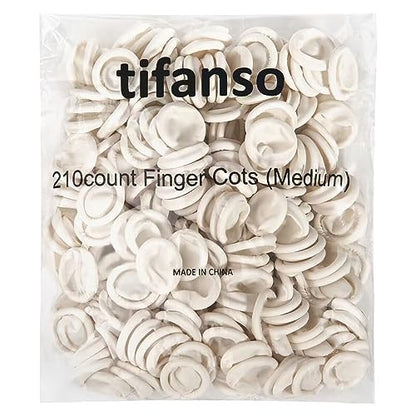 tifanso 210PCS Medium Disposable Finger Cots for Fingertip Protection | Stretchy Comfort Fit for Fingers & Thumbs, Hygienic Single-Use, For Craft Nail Care & Cleaning, Shields Fingertips from Dirt - size: Medium (Pack of 210)