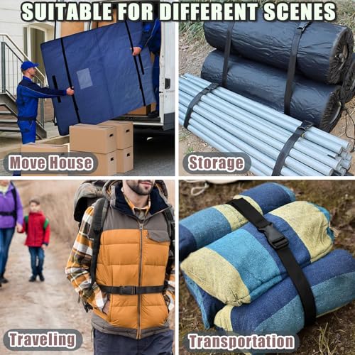 4 Pack Heavy Duty Adjustable Nylon Tie Down Straps with Quick-Release Buckles Yoga Mat Straps for Camping Gear Moving Luggage Mattress & Outdoor Equipment Multi-Purpose Securing Strap (Black-4Pcs) - color: Black-4Pcs