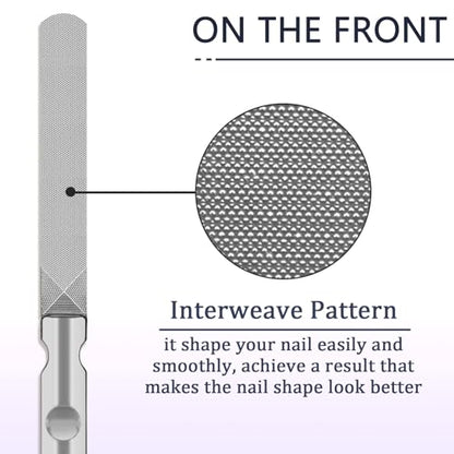 LNAUJS 3 Pack Round Tip Stainless Steel Nail File, 4.76 inches (12.1 cm) Length, 0.43 inches (1.1 cm) Width, 2 Different Grit Surfaces for Various Occasions.