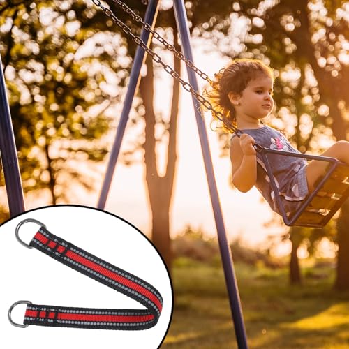 2pcs Heavy-Duty Hammock Straps and Playground Swing Connectors for Outdoor Tree Swing Suspension, Gymnastic Bar Extension and Sandbag Hanging, Red Safety Hanging Straps