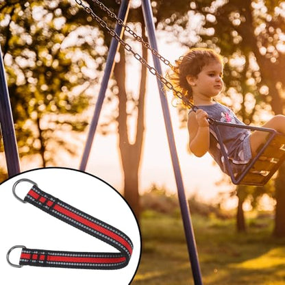 2pcs Heavy-Duty Hammock Straps and Playground Swing Connectors for Outdoor Tree Swing Suspension, Gymnastic Bar Extension and Sandbag Hanging, Red Safety Hanging Straps