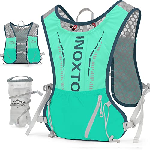 INOXTO Running Hydration Vest Backpack,Lightweight Insulated Pack with 1.5L Water Bladder Bag Daypack for Trail Hiking Running Cycling Race Marathon for Women Men - color: Blue green