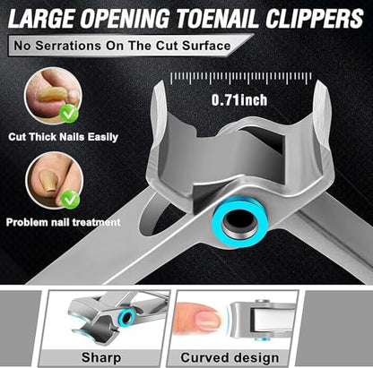 5Pcs Ingrown Toenail Removal Kit, Thick Toenail Clippers for Seniors, Heavy Duty Toenails Clippers for Men, Slanted Nail Clipper with Long Handle, Angled Head Toe Nail Clipper Senior Gift (Silver) - size: 5Pcs Nail Clippers Set-silver