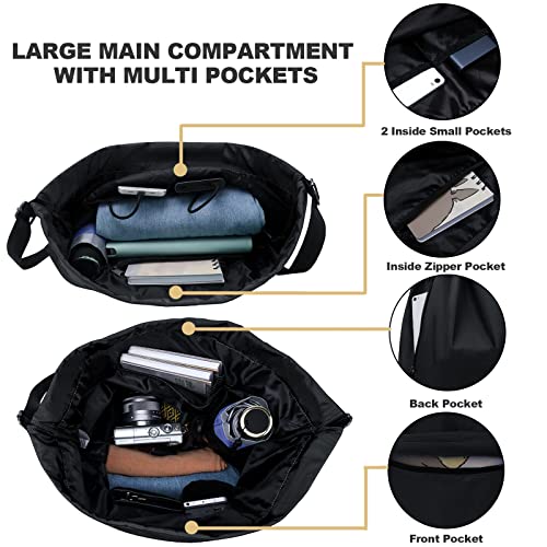 Peicees Waterproof Drawstring Sport Bag Lightweight Sackpack Backpack for Men and Women | Waterproof - color: A_black
