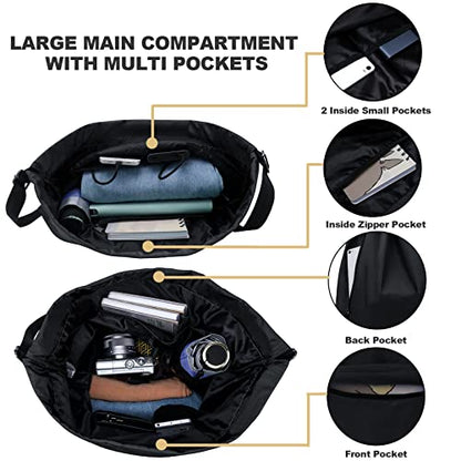 Peicees Waterproof Drawstring Sport Bag Lightweight Sackpack Backpack for Men and Women | Waterproof - color: A_black