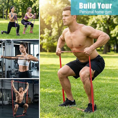 4 Pcs Resistance Bands Pull Up Bands Set, TPE Exercise Band for Working Out Muscle Training and Physical Therapy with Carry Bag, Yellow Red Black Purple for Men and Women