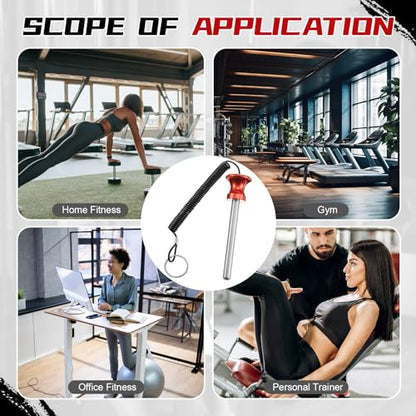 Lasnten Weight Stack Pin Magnetic Universal Gym Weight Pin 0.4 inch Drop Set with Pull Rope for Plate Apertures Above 10.5 mm Heavy Duty - color: Red