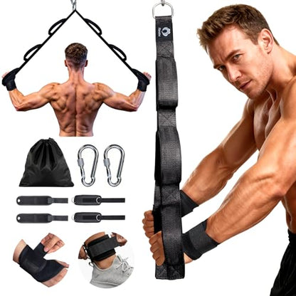 3 Grip Lengths in 1 Tricep Rope Cable Attachment & Wrist Brace Ankle Strap | Ergonomic Handles, Greater ROM for Tricep Push Down Attachment Gym Rope for Overhead Extension With Wrist Brace Ankle Strap