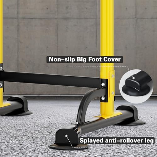 soges Power Tower Pull Up Bar Station, Free Standing Pull Up Rack Dip Station for Home Gym, Height Adjustable Home Strength Training Fitness Workout Equipment - color: Yellow