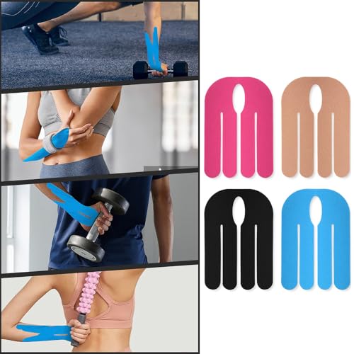 4 Pack Kinesiology Tape 4 Colors Wrist Support Tape Breathable Elastic Pre-Cut Bowling Thumb Tapes for Thumb Joint Pain Relief Arthritis Pain Baseball Soccer Sports Muscle Pains