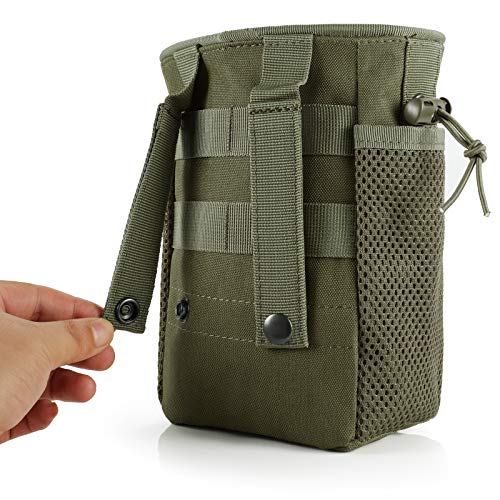 FRTKK Tactical Molle Drawstring Magazine Dump Pouch Outdoor Ammo Pouch, Adjustable Military Utility Belt Fanny Hip Holster Bag - color: 2 Pack-Army green
