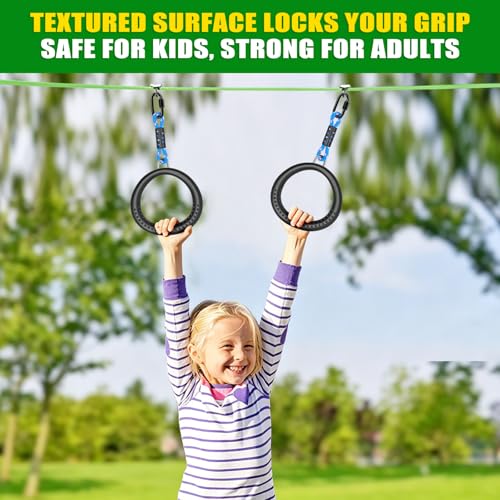 SELEWARE Trapeze Swing Rings, Non-Slip Gymnastic Rings Pull Up Exercise Rings for Home Gym Playground Ninja Warrior Obstacle Course Training Workout - color: 2-pack Trapeze Rings With 7.8" Rope
