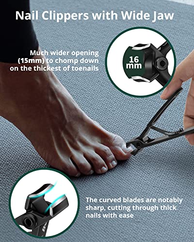 Nail Clipper Set 2 Pack, Heavy Duty Toenail Clippers for Thick Toenails and Sturdy Finger Nail Clippers with Catcher, Ultra Sharp Stainless Steel Nail Cutter for Men Women Adult - style: Black+Green