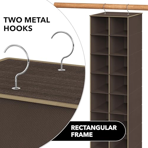 Simple Houseware 20 Section Shelves Hanging Shoes Organizer, Brown | Dual Metal Hooks, 10 Tier, Holds Up to 20 lbs, for Narrow Space - color: Brown