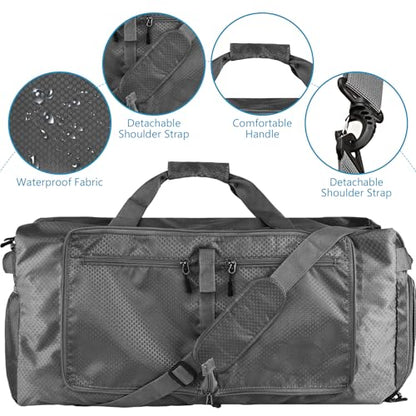 60L Duffle Bag with Shoes Compartment - Foldable&Large Capacity Travel Duffel Bags, Lightweight & Water-Resistant Gym Bag - Dark Gray - color: 28L - Dark Grey