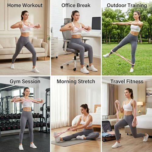 Figure 8 Resistance Bands with Non Slip Handles, 15LB Elastic Exercise Bands for Arms Shoulder Back Workout, Portable Fitness Bands for Women Men Home Gym Yoga Physical Therapy