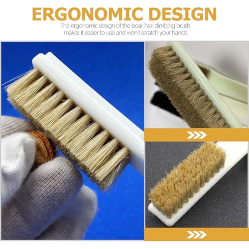 NUOBESTY 2pcs Rock Climbing Brush Boar Bristle and Sturdy Handle, Outdoor Sports Cleaning Tool for Boulder and Stone Holds, Convenient Climbing Supplies