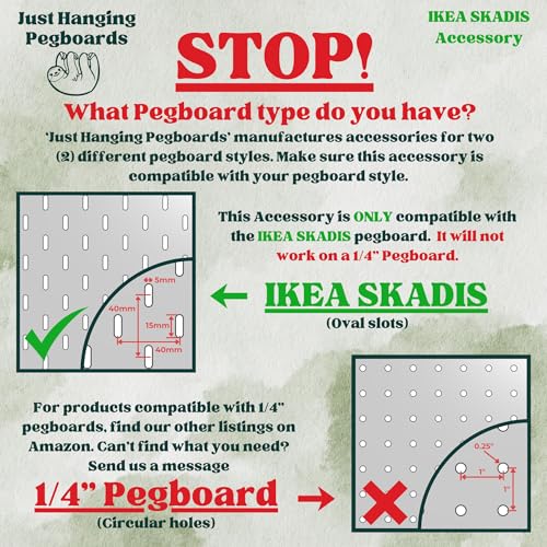'Just Hanging' Pegboard Hook Packs, Compatible with IKEA SKADIS Pegboard, Display Hook SKADIS Accessory (Glossy White, 16pk, Multi-Pack) - color: Glossy White, size: 16pk, Multi-Pack