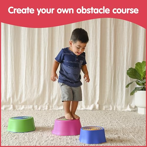 edxeducation Step-a-Trail | Stumps | Set of 3 Stepping Stones | Obstacle Course for Kids | Indoor and Outdoor | Build Gross Motor Skills | for Ages 18M+ - style: Stumps