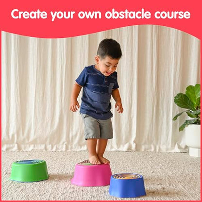 edxeducation Step-a-Trail | Stumps | Set of 3 Stepping Stones | Obstacle Course for Kids | Indoor and Outdoor | Build Gross Motor Skills | for Ages 18M+ - style: Stumps