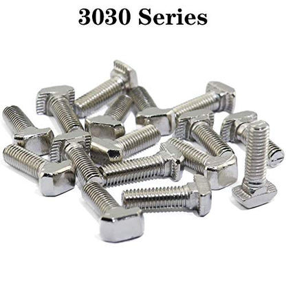 20 Pcs M6 x 25mm Thread T Slot Drop-in Bolt T-Bolt Hammer Head Bolt T Screw Stud for 3030 Series Standard 8mm T-Slot Aluminum Extrusion Profile (3030 Series) - size: 30-M6x25mm