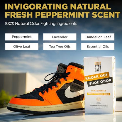 Gold Standard Natural Shoe Deodorizer Spray 6 oz Peppermint Odor Eliminator | Long-Lasting Freshness for Sneakers, Boots & Athletic Shoes - size: 6 Fl Oz (Pack of 1)