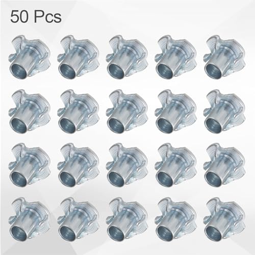 HARFINGTON 1/4x6mm T-Nuts 4 Pronged Tee Nut 0.69" x 0.24" Half Thread Carbon Steel Inserts for Wood, Rock Climbing Holds, Cabinetry, Furniture 50pcs - size: 1/4" x 0.24" x 0.69" x 0.24"