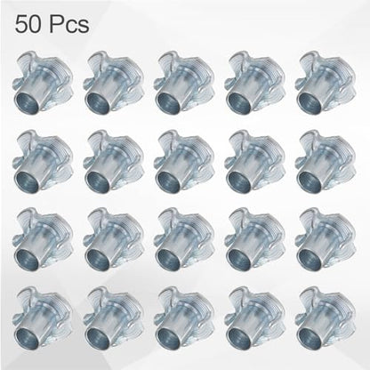 HARFINGTON 1/4x6mm T-Nuts 4 Pronged Tee Nut 0.69" x 0.24" Half Thread Carbon Steel Inserts for Wood, Rock Climbing Holds, Cabinetry, Furniture 50pcs - size: 1/4" x 0.24" x 0.69" x 0.24"