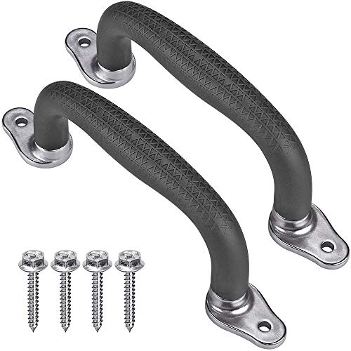SELEWARE 2Pcs Black Playground Safety Handles Kids Playground Grab Handles | Non-Slip Durable Indoor Outdoor Playset Hand Grips for Playhouse, Treehouse, Climbing Frame, Jungle Gym, Swing Set - color: Black (2 Pack)