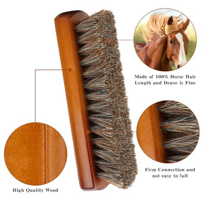 Shoe Brush, Horsehair Shoe Brush Shoe Cleaning Brush Boot Brush for Leather, Shoe Brushes Shoe Shine Brush Brush Shoe Polish Brush for Cleaning and Care Leather Shoes Clean Dauber Applicators