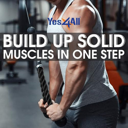 Yes4All Cable Machine Attachment, Row Handles, Tricep Rope, Straight Bar, V Bar, LAT Pulldown Accessories Load 880 LB for Home Gym - color: K. Black Tricep Rope 27"