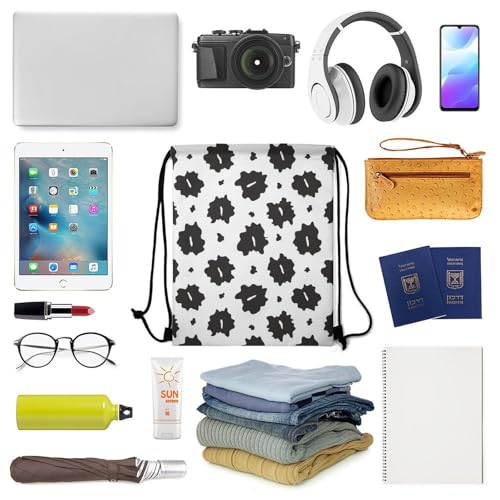Beam Backpack Drawstring Sack Large Capacity for Soccer Basketball Sports Workout Equipment Travel, Cow Spot Bags - color: Picture (24)
