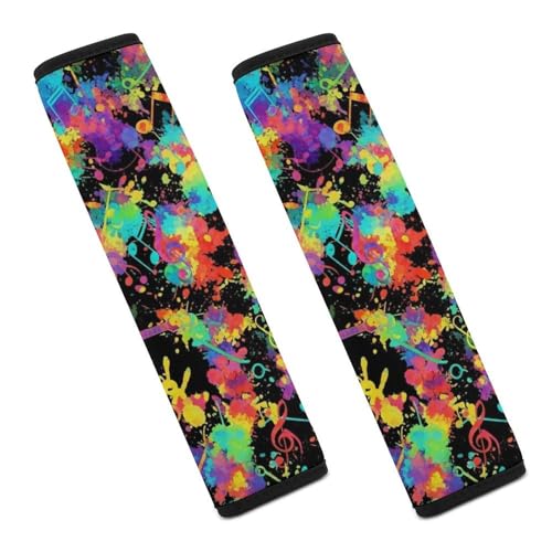 Universal Soft and Comfortable Seat Belt Cover for Adults and Children, Most Cars, 2 Pack Music Colorful Musical Guitars Seat Belt Covers Cushion Neck and Shoulder Support - color: Pattern 532