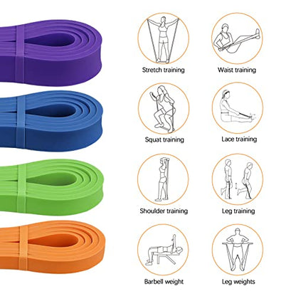 Resistance Bands Set, Pull Up Assist Bands - Stretch Resistance Band - Mobility Band Powerlifting Exercise Bands for Resistance Training, Physical Therapy, Home Workouts - color: Quad-color