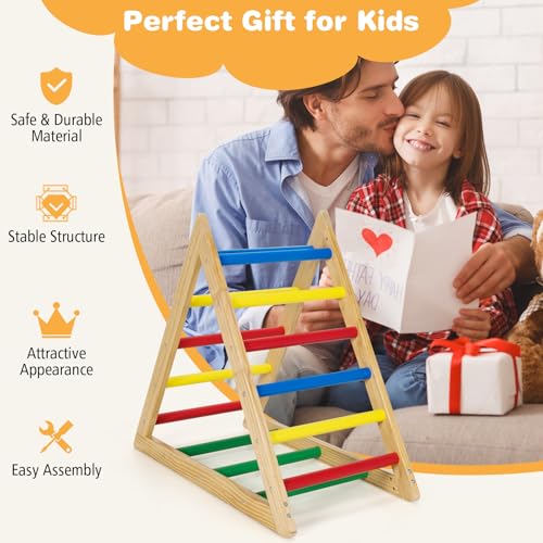 GLACER Triangle Climber, Kids Wooden Climbing Triangle Ladder, 3 Levels Climbing Difficulty, Indoor Climbing Toys for Playground, Kids Climber Ladder Equipment, Play Gym Set Boys Girls Gift