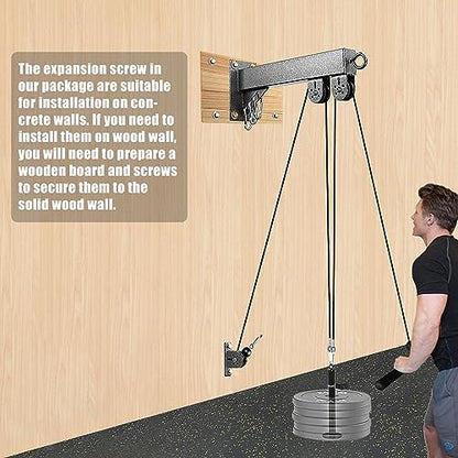 MARSAFIT Fitness Wall Mount Pulley System, Weight Cable Pulley System for Gym, LAT Pull Down and Low Row Cable Machine, Cable Station Equipment