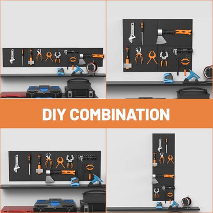Ultrawall Metal Peg Board Panels with Hooks, Pegboard Wall Tool Organizer for Garage, 74pcs Peg Board with Accessories, 16"X12" - size: 4pack 16"X12"