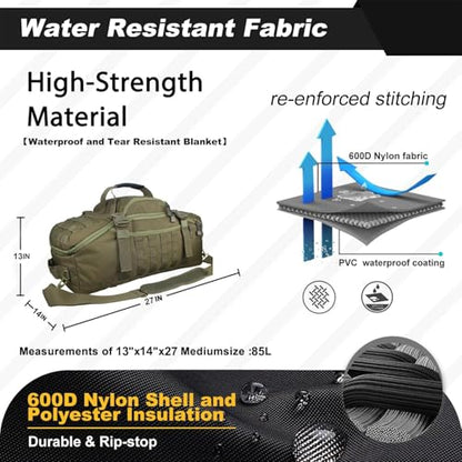 3 In 1 Tactical 85L Military Backpack Travel Duffle Bag for Weekender Gym Workout Deployment - color: Green