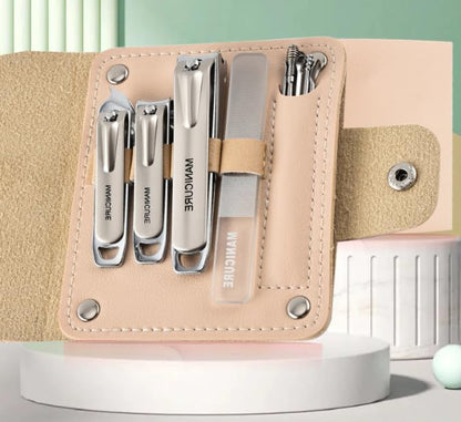 10 PCS Professional Nail Care Kit with Leather Case, Stainless Steel Manicure & Pedicure Kit,Slanted Blade Ingrown Toenail Clippers for Thick Toenails(Sliver)
