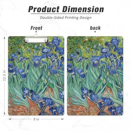 Rimilak Wood Clipboard, 8.5x11 Hardboard Clip Board, Blue Flower | Fun Design, Cute Custom Pattern, 9 x 12.5 in Letter Size for Classroom, Teachers, Kid, Woman, School & Office Supply - color: Blue Flower