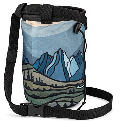 Oso Supply Co - Waxed Canvas Climbing Chalk Bag for Adults and Kids, Drawstring Closure, Adjustable Waist Belt, Indoor/Outdoor Training, Rock Climbing, Bouldering, Weightlifting - style: Grand Teton