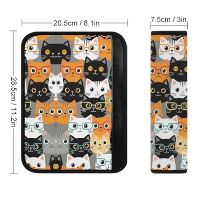Universal Fit Cute Cats Animals Pet Cat Lovers Kawaii Seat Belt Shoulder Pad for Adult Use, Most Cars, 1 Pair Harness Pads Strap Anti-Slip Pad - color: Pattern 1106