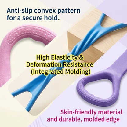 Figure 8 Resistance Band with Handles, Elastic Workout Band for Arms, Back & Shoulder Training, Stretching Rope for Yoga, Pilates & Physical Therapy Exercise Equipment(Purple Pink Blue)