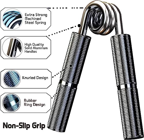 Silver Metal Hand Grip Set, 50LB-400LB No Slip Heavy-Duty Grip Strengthener Great Wrist & Forearm Hand Exerciser, Home Gym, Hand Gripper Grip Strength Trainer - color: Black, size: 3Pack(50LB-150LB)