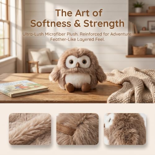 Fluffy Owl Plush Chalk Bag, Drawstring Magnesia Storage Pouch with Adjustable Waist Strap, Portable Animal Shape Gym Chalk Holder for Rock Climbing Bouldering Weight Lifting Training