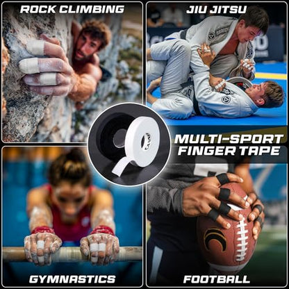 Cannon Sports 10 Pack Athletic Finger Tape - 0.5 Inch x 45 Feet Each Roll - Extra Strong Adhesive for Rock Climbing, Jiu-Jitsu, Wrestling, Martial Arts, Weight Training, Volleyball (White, 10 Pack) - color: White