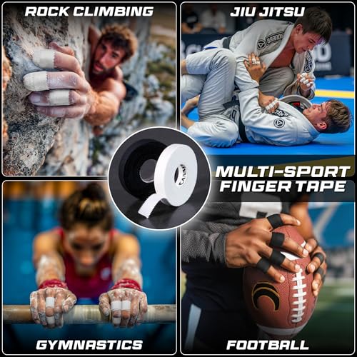 Cannon Sports 10 Pack Athletic Finger Tape - 0.5 Inch x 45 Feet Each Roll - Extra Strong Adhesive for Rock Climbing, Jiu-Jitsu, Wrestling, Martial Arts, Weight Training, Volleyball (Black, 10 Pack) - color: Black