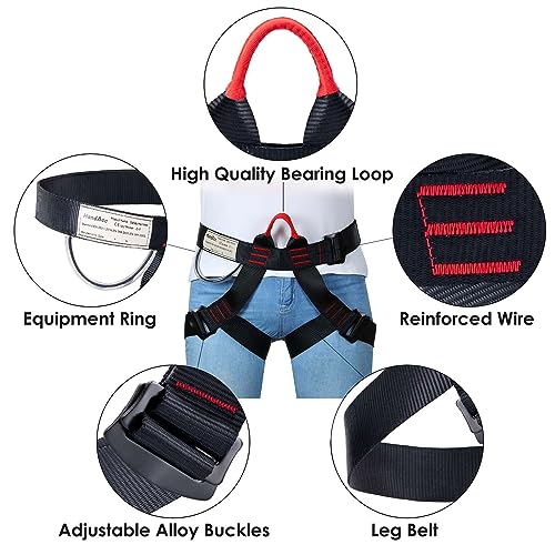 Caving & Rappelling Safety Belt for Ziplining, Fire Rescuing & Tree Climbing - Half Body Belt for Women & Men